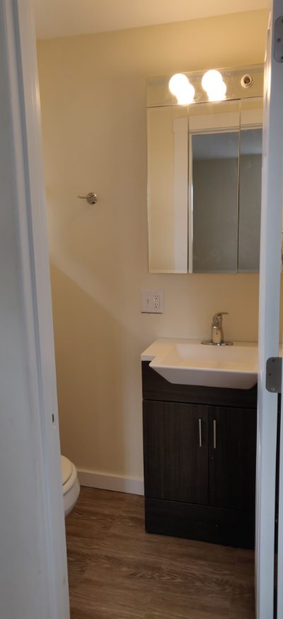 Full bathroom with vanity and mirror